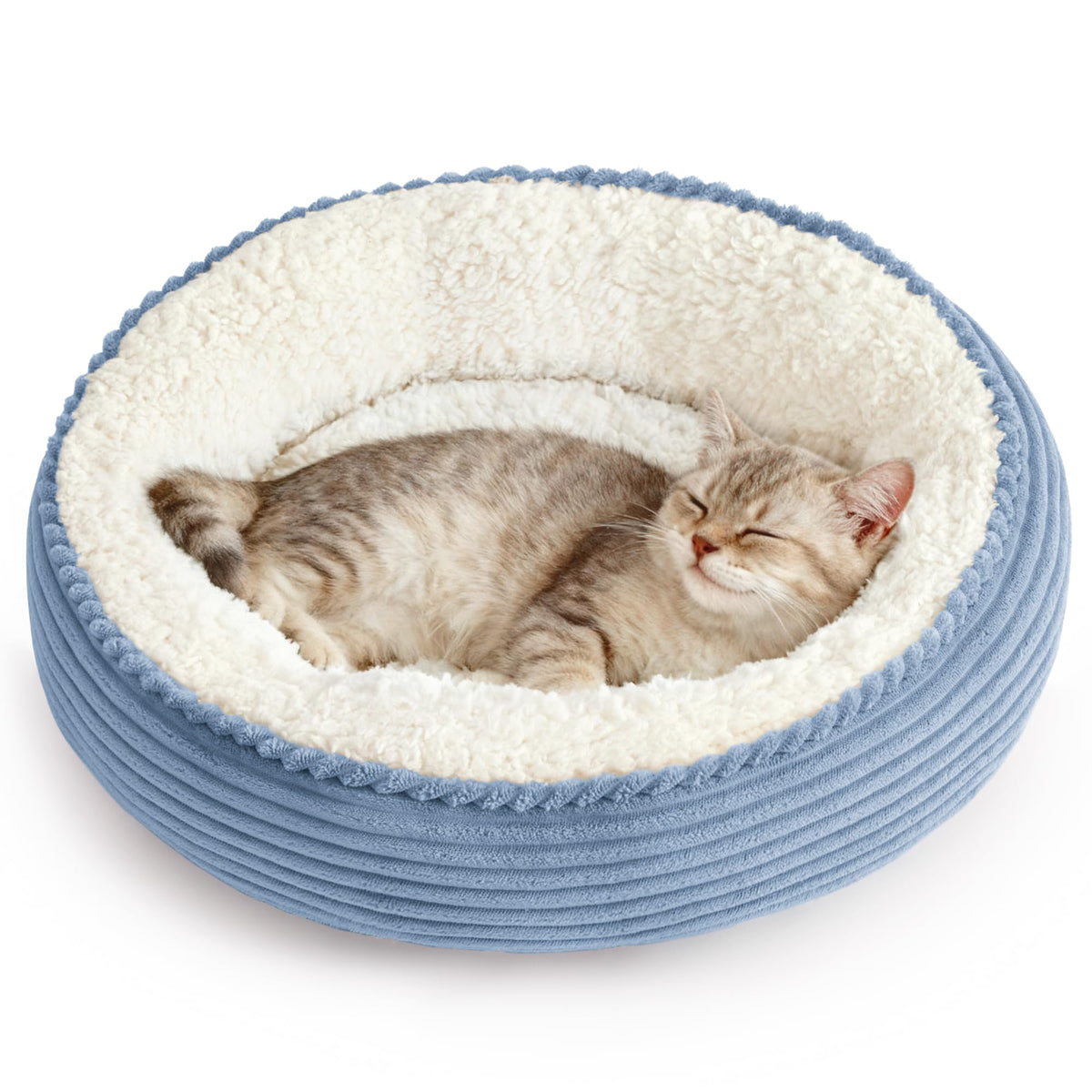 Love's cabin Round Donut Cat and Dog Cushion Bed, 20in Bed for Cats or Small Dogs, Anti-Slip & Water-Resistant Bottom, Super Soft Durable Fabric Pet Beds, Washable Luxury Cat & Dog Bed Gray