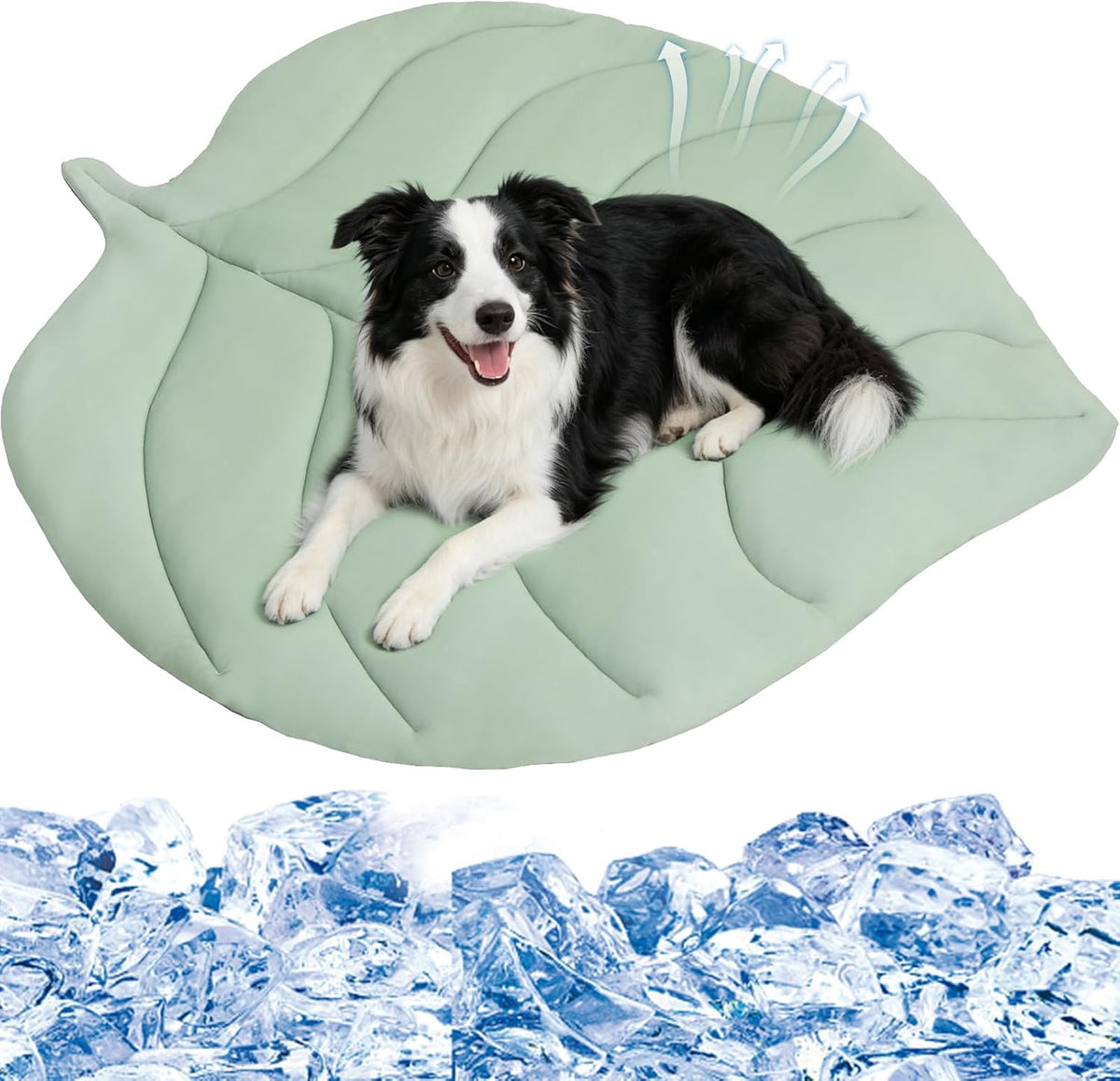 PUPTECK Dog Cooling Mat, 37”x33” Reversible Pet Self-Cooling Bed for Dogs, Thick & Soft Pet Cool Blanket Crate Kennel Pad, for Summer Indoor Outdoor, Green L