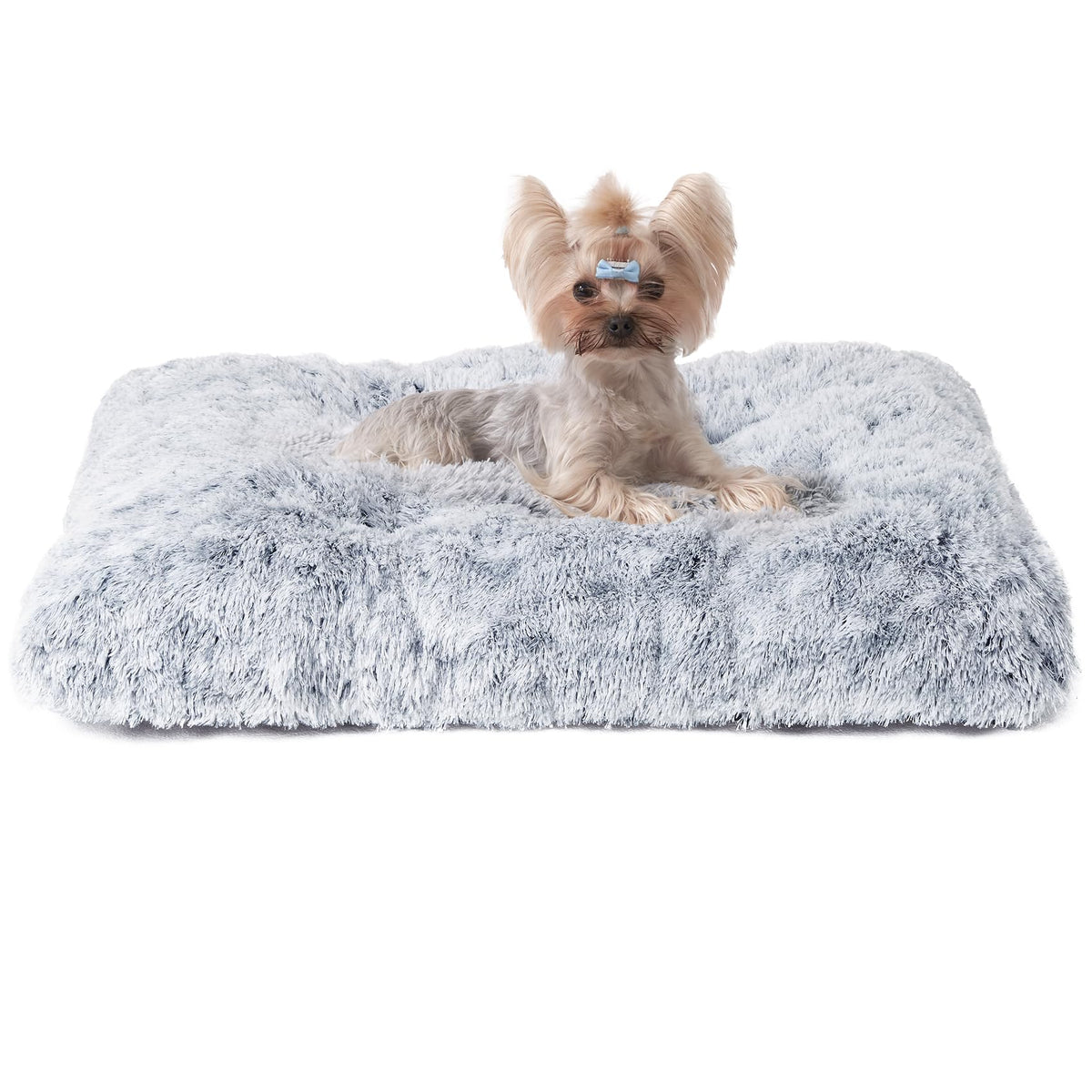 EHEYCIGA Fluffy Dog Crate Bed for Extra Large Dogs, Plush Faux Fur Pad, Calming Anti Anxiety XL Bed for Crate, Washable Soft Warm Dog Mat with Non-Slip Bottom, Grey