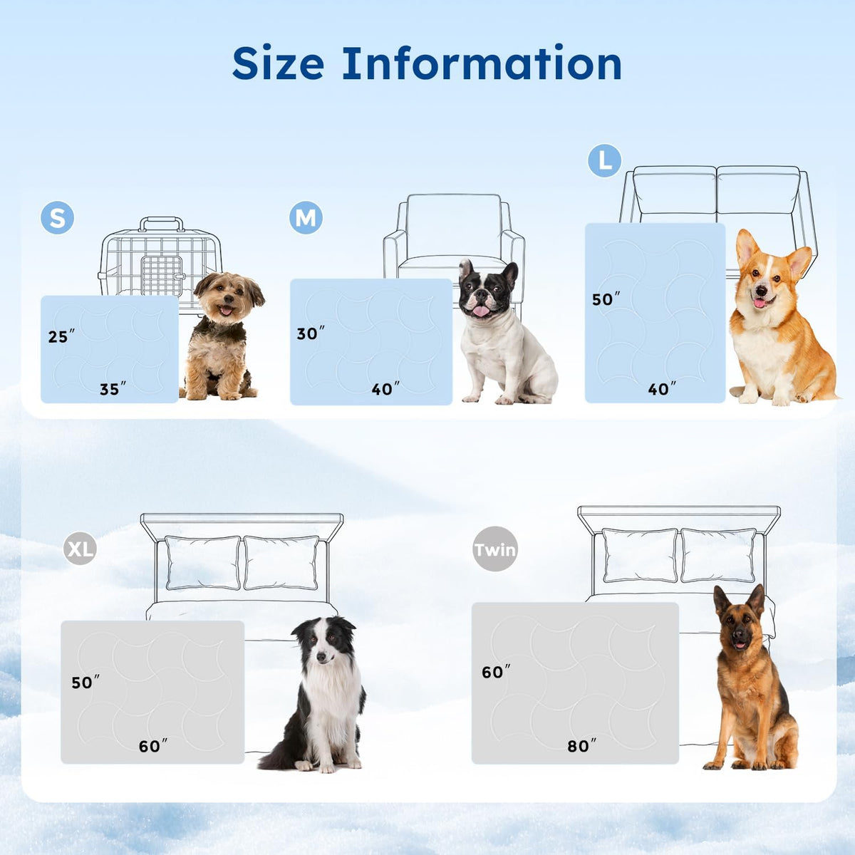 ZOMISIA Premium Cooling Blanket for Large Dogs - Q-MAX>0.5 Breathable Washable Dog Cooling Mat, Travel Soft Pet Summer Essentials, Grey, 40"x50"