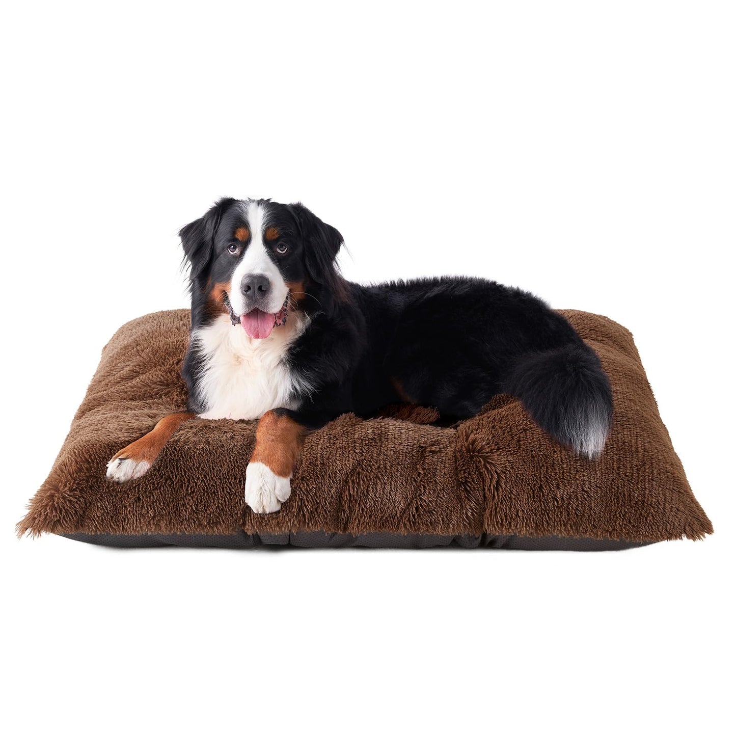 EHEYCIGA Fluffy Dog Crate Bed for Extra Large Dogs, Plush Faux Fur Pad, Calming Anti Anxiety XL Bed for Crate, Washable Soft Warm Dog Mat with Non-Slip Bottom, Grey
