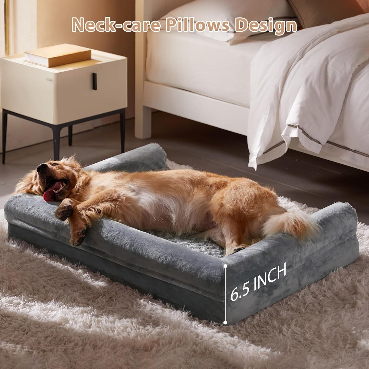 BFPETHOME Orthopedic Washable Dog Beds Large Sized Senior Dog for Comfy Sleeping with Removable Cover, Waterproof Big Soft Pet Couch Bed for Dogs Relax