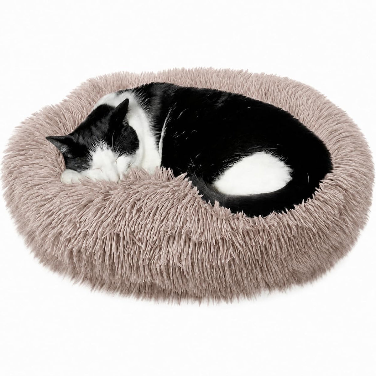 Whiskers & Friends Cat Beds for Indoor Cats, Fluffy Calming Donut Cat Bed, Small Dog Bed Washable - Orthopedic Soft Plush Pet Beds Sized for Kitten to Large Cats & Puppy to Small Dogs - Navy Grey 20''