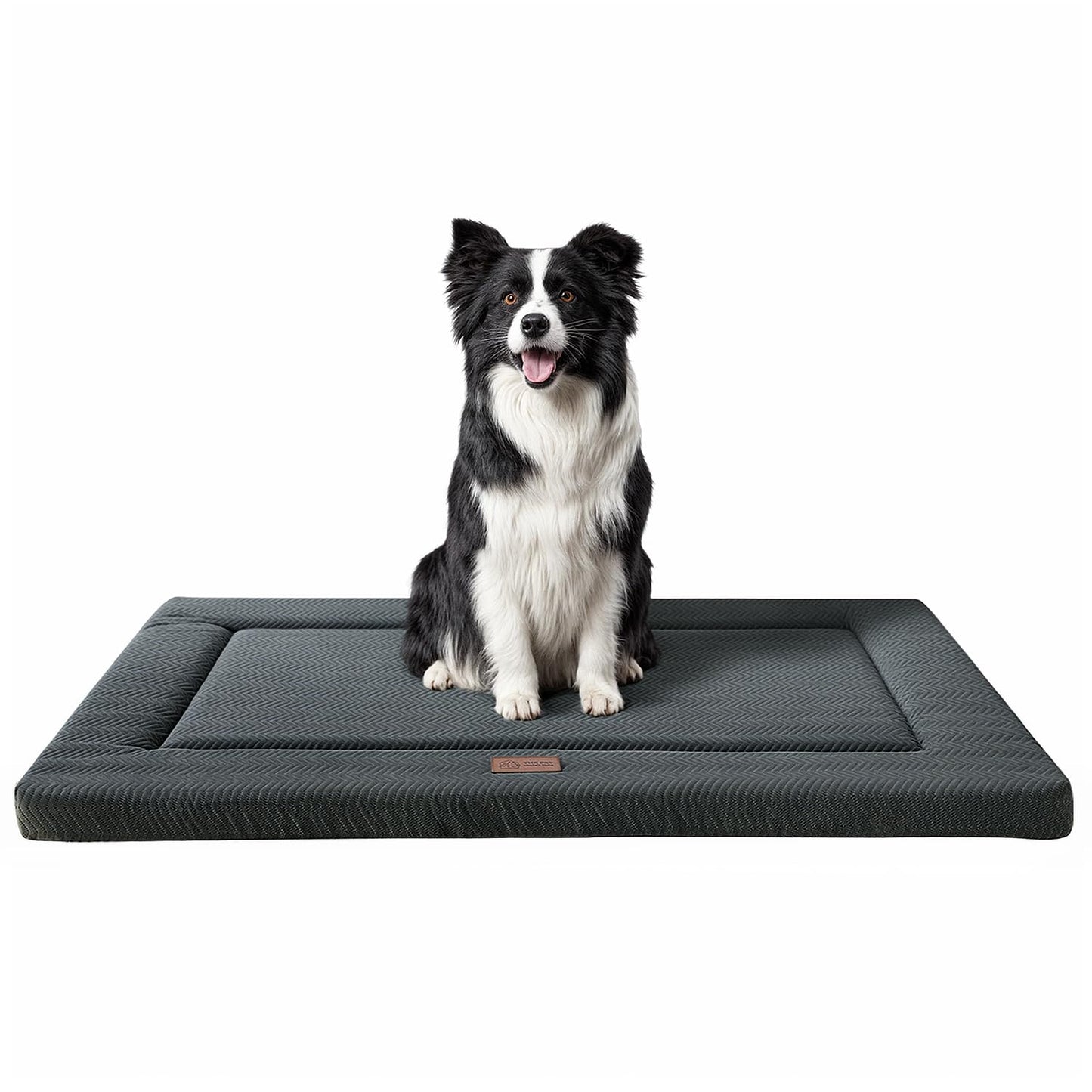 WESTERN HOME Dog Bed for Crate, Medium/Large Dogs Crate Bed with Soft Wavy Plush Comfortable Anti-Slip Kennel Pad Washable Pet Beds Mat for Dogs & Cats, Grey