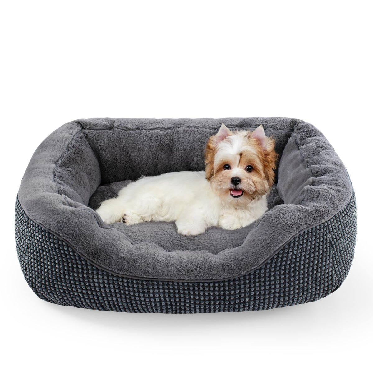 INVENHO Medium Dog Beds for Medium Dogs Washable, Rectangle Dog Bed Medium Size Dog, Orthopedic Dog Bed, Warming Soft Calming Sleeping Puppy Bed Durable Pet Bed with Anti-Slip Bottom M(30"x24"x9")