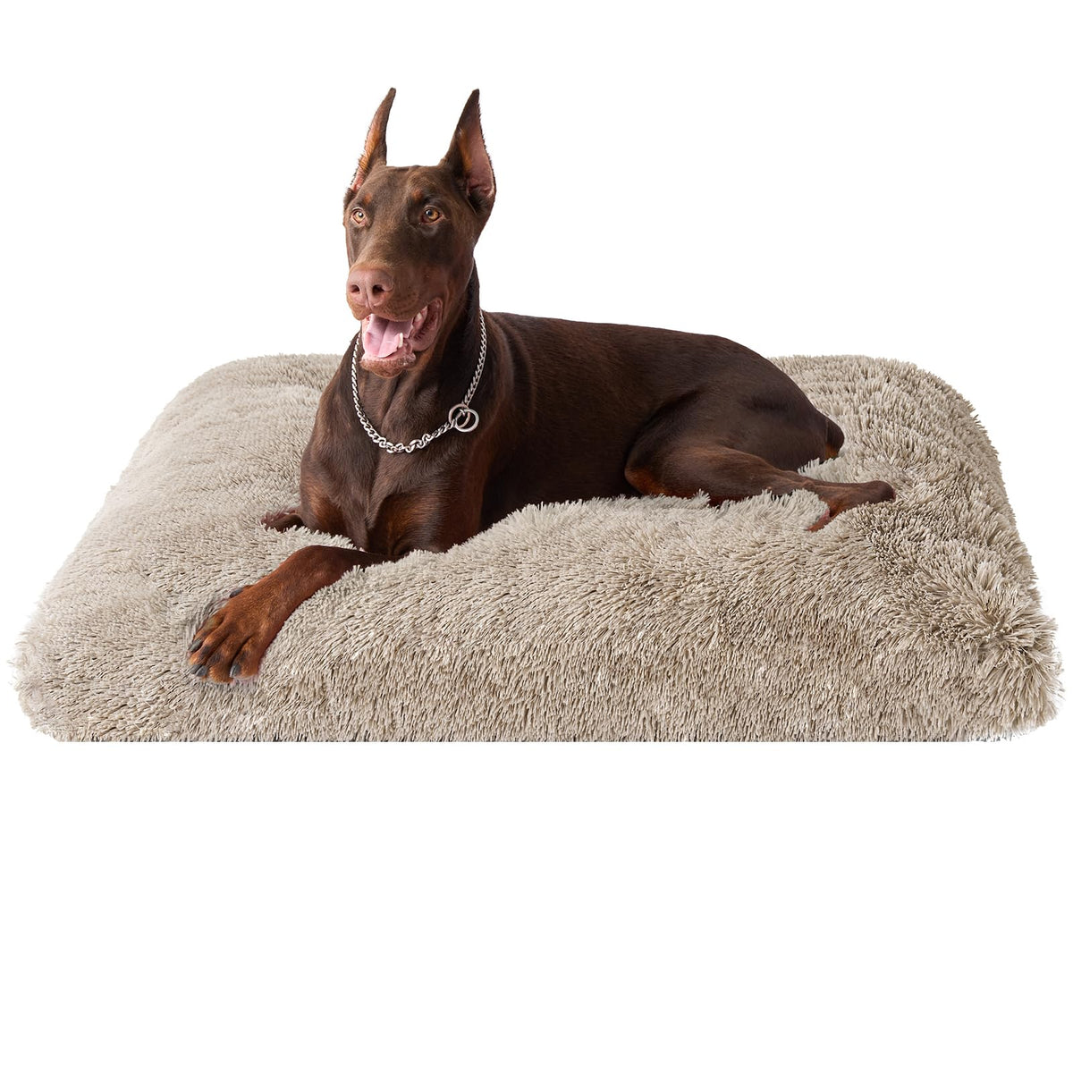 EHEYCIGA Fluffy Dog Crate Bed for Extra Large Dogs, Plush Faux Fur Pad, Calming Anti Anxiety XL Bed for Crate, Washable Soft Warm Dog Mat with Non-Slip Bottom, Grey