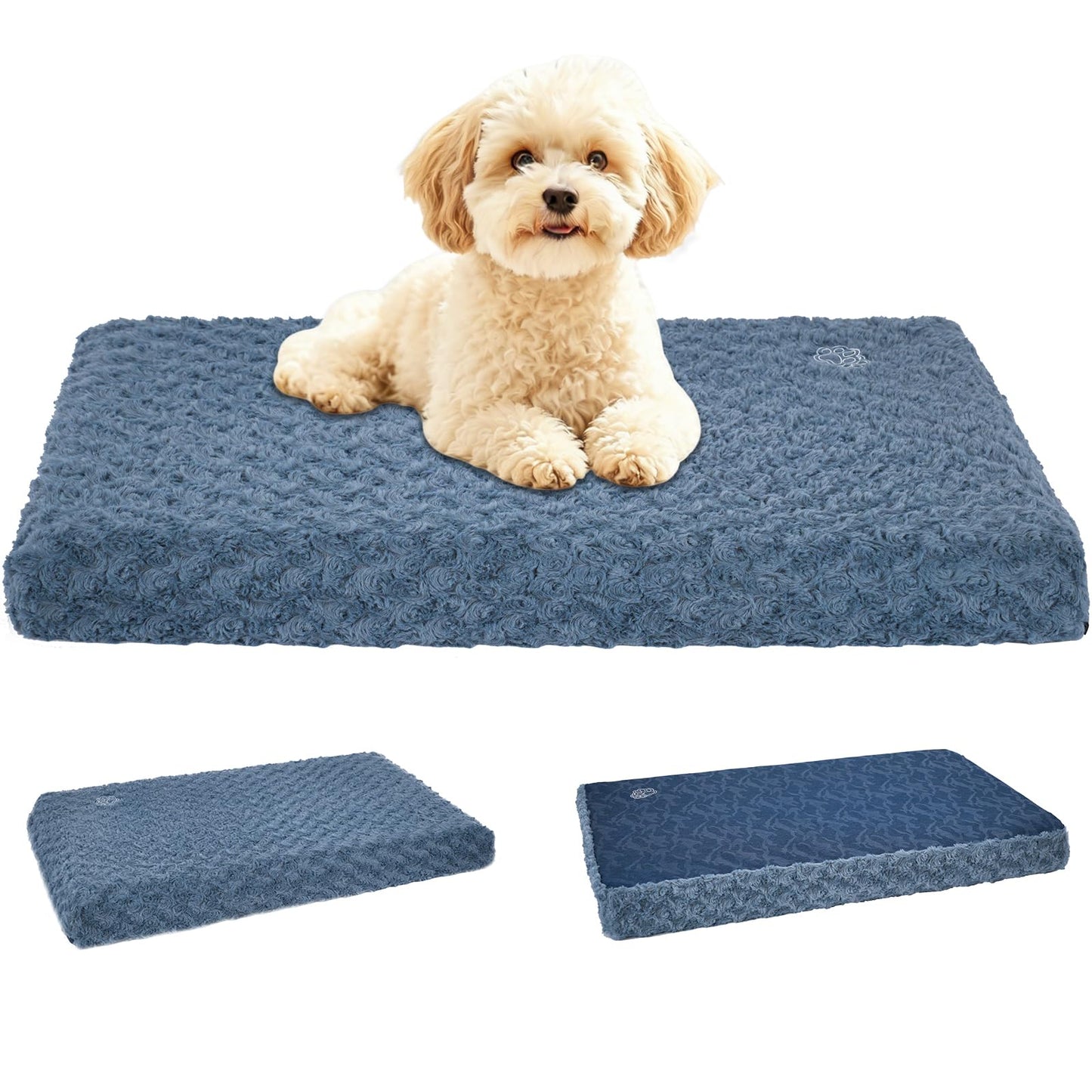 EMPSIGN Stylish Dog Bed Mat Dog Crate Pad Mattress Reversible (Cool & Warm), Water Proof Linings, Removable Machine Washable Cover, Firm Support Pet Crate Bed for Small to XX-Large Dogs, Grey