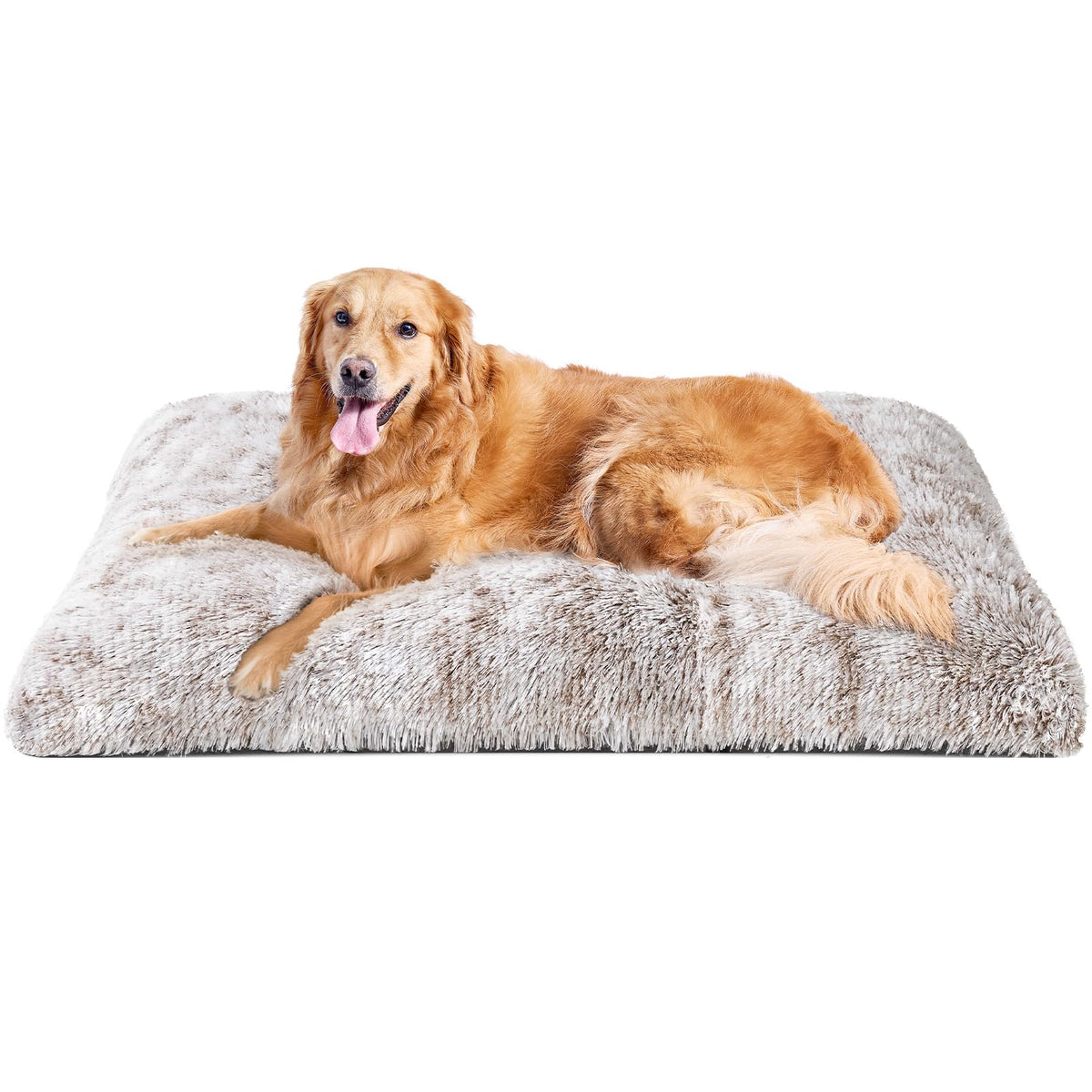 EHEYCIGA Fluffy Dog Crate Bed for Extra Large Dogs, Plush Faux Fur Pad, Calming Anti Anxiety XL Bed for Crate, Washable Soft Warm Dog Mat with Non-Slip Bottom, Grey