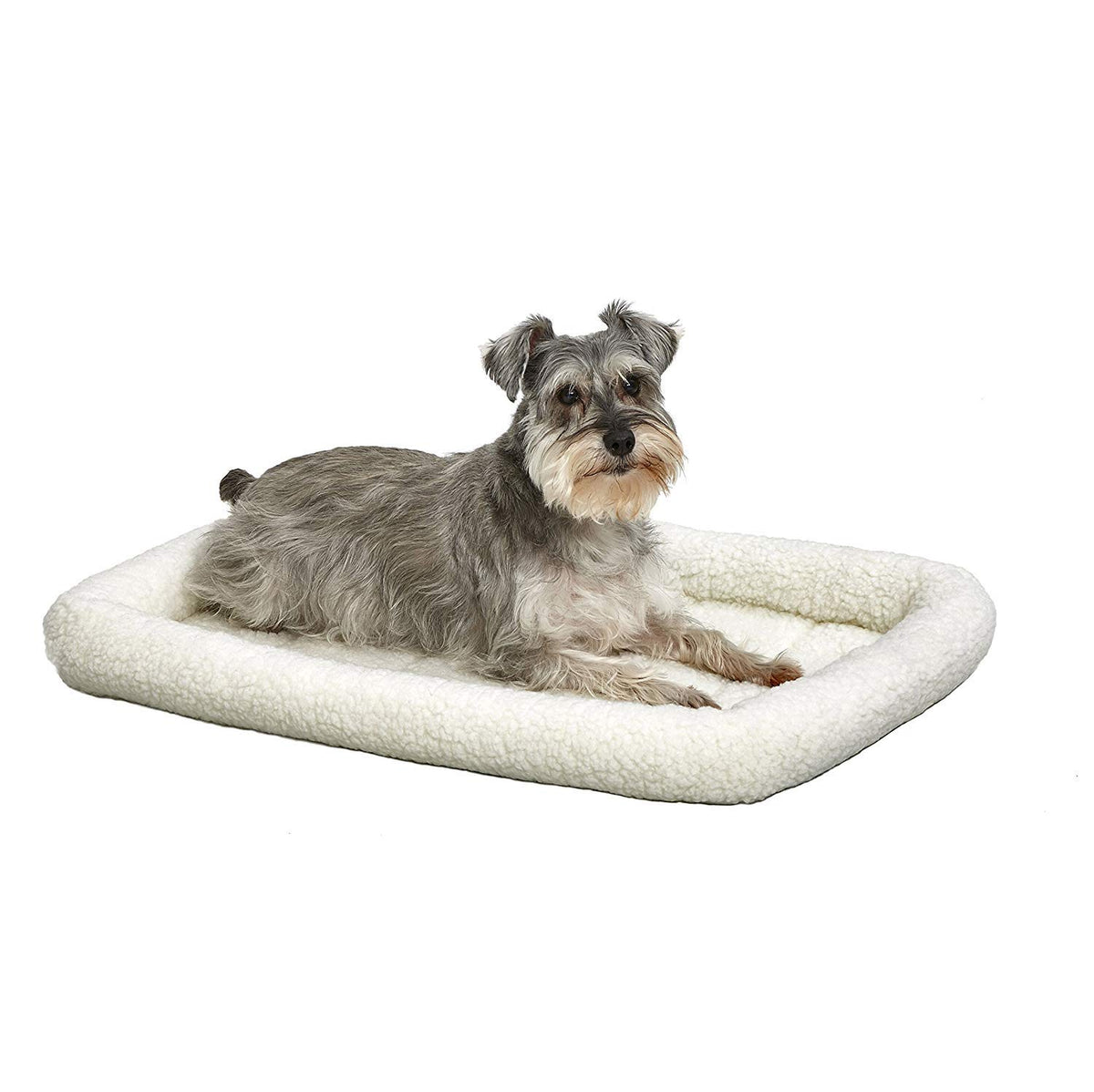MidWest Homes for Pets QuietTime XXS Dog Bed - Gray Faux Fur Bolster, Ultra-Soft and Machine Washable, Fits 18-Inch Crates and Carriers, for Small Dogs and Cats