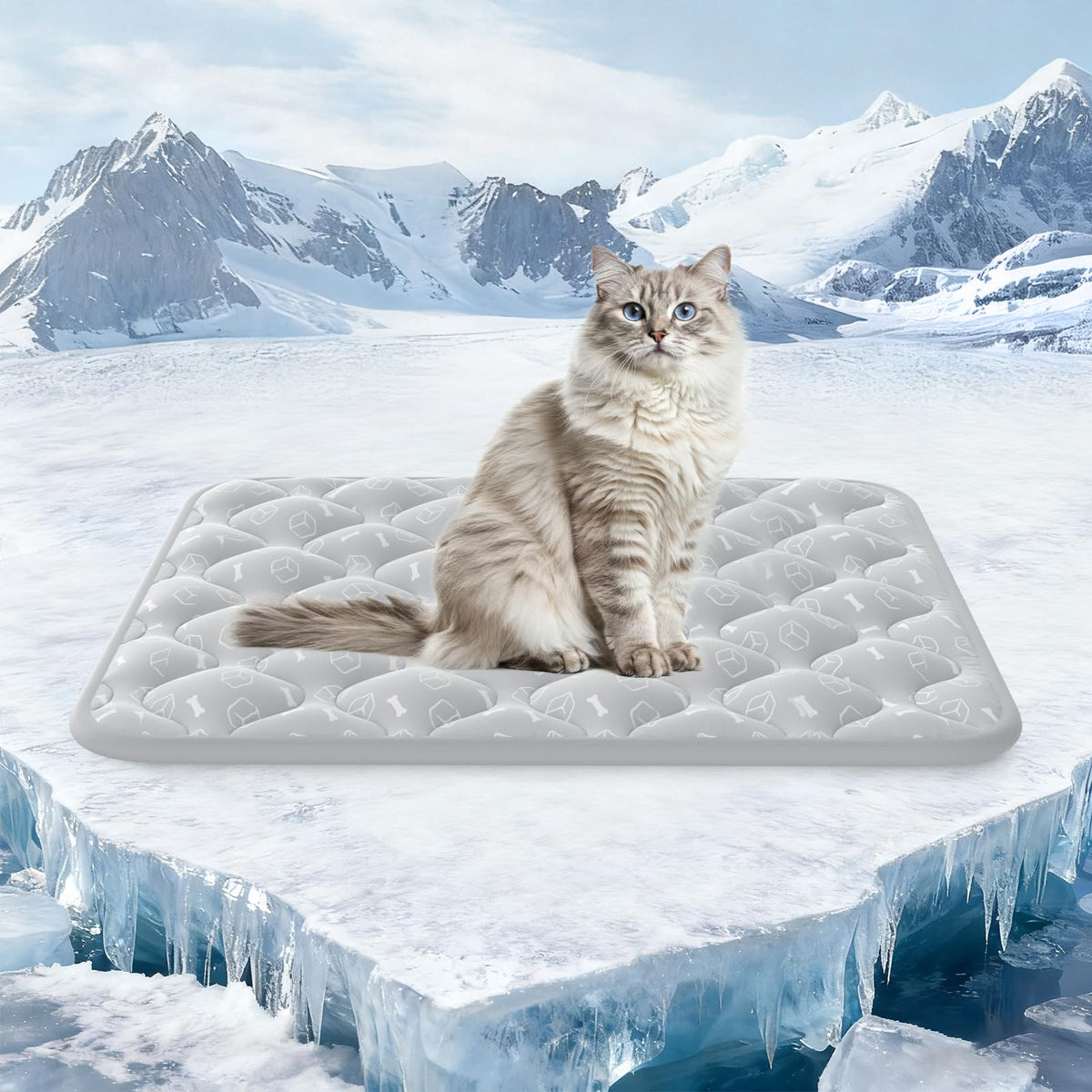 Rywell Dog Cooling Mat 2.0, Elegant Grey, 44"*32" Thick & Durable Cooling Mat for Extra Large Dogs, Extended Cooling with Waterproof & Color-Changing Arc-Chill Fiber (Q-Max>0.5), Ideal for Summer