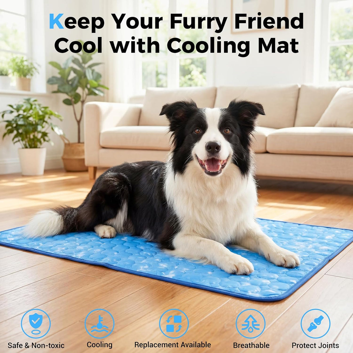 Dog Cooling Mat, Large Cooling Pad for Dogs Cats, Portable Self Cooling Dog Bed Cooling Blanket, 40" x 28" Washable Summer Pet Mat, Indoor Outdoor Green Pet Cooling Mat for Hot Summer