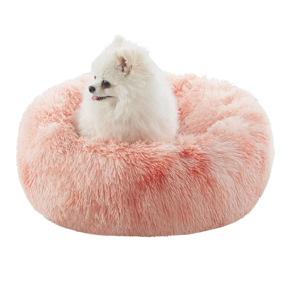 36 inches Donut Dog Bed for Large Dogs - Calming Fluffy Round Pet Bed with Removable & Washable Cover,Fits up to 80 lbs Pets (Dark Grey,Large)