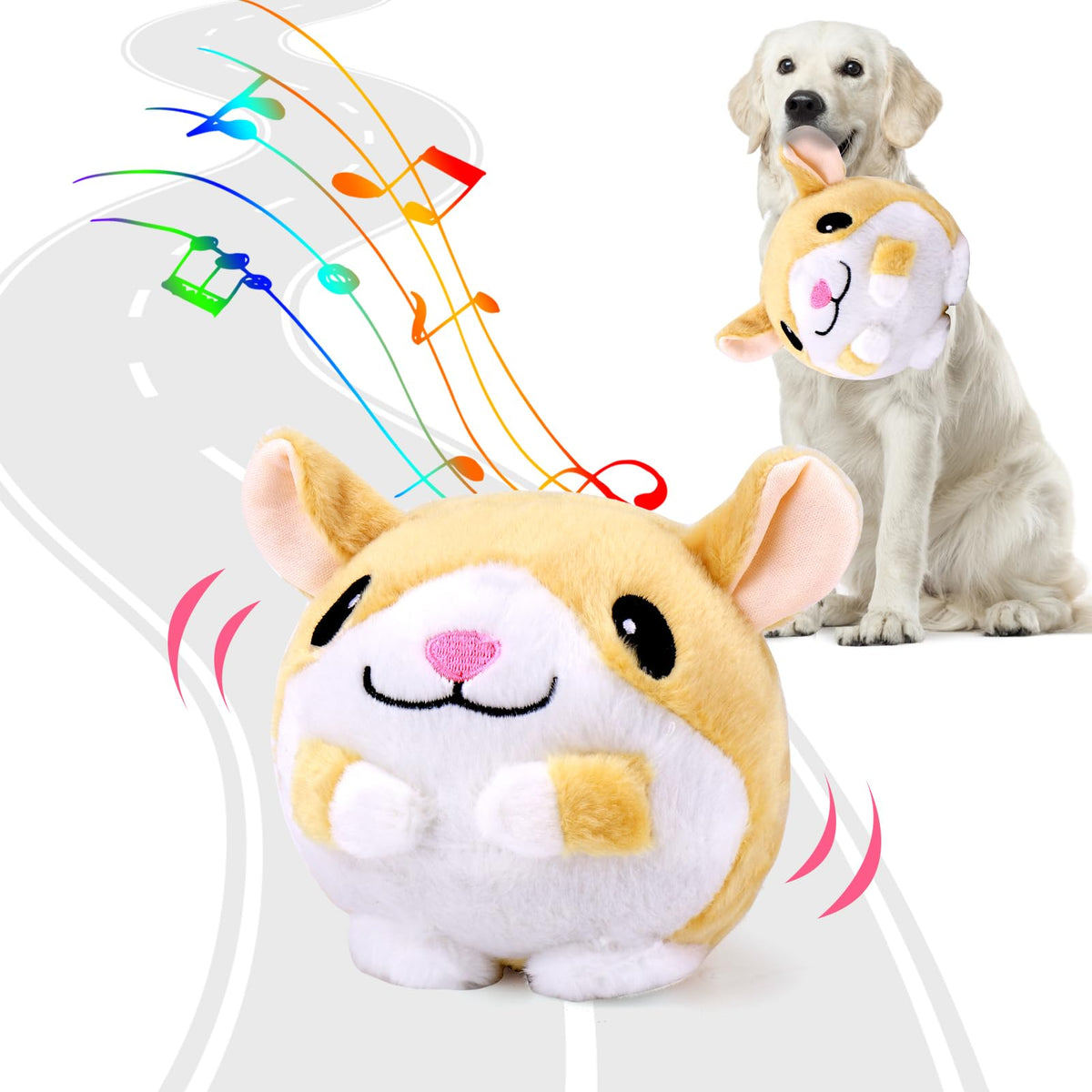 BABORUI Interactive Dog Toys Pig, Jumping Squeaky Dog Toys with Recording and Music Modes, Rechargeable Moving Dog Chew Toys for Small/Medium/Large Dogs to Keep Them Busy(Blue Pig)