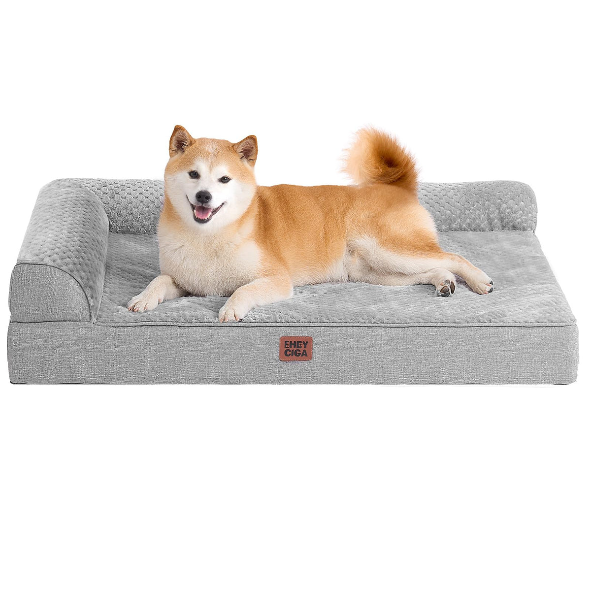 EHEYCIGA Orthopedic Dog Bed Medium Size Dogs, Memory Foam Dog Bed with Washable Removable Cover, Waterproof Pet Sofa Couch for Crate with Nonskid Bottom, 30x20x6, Grey