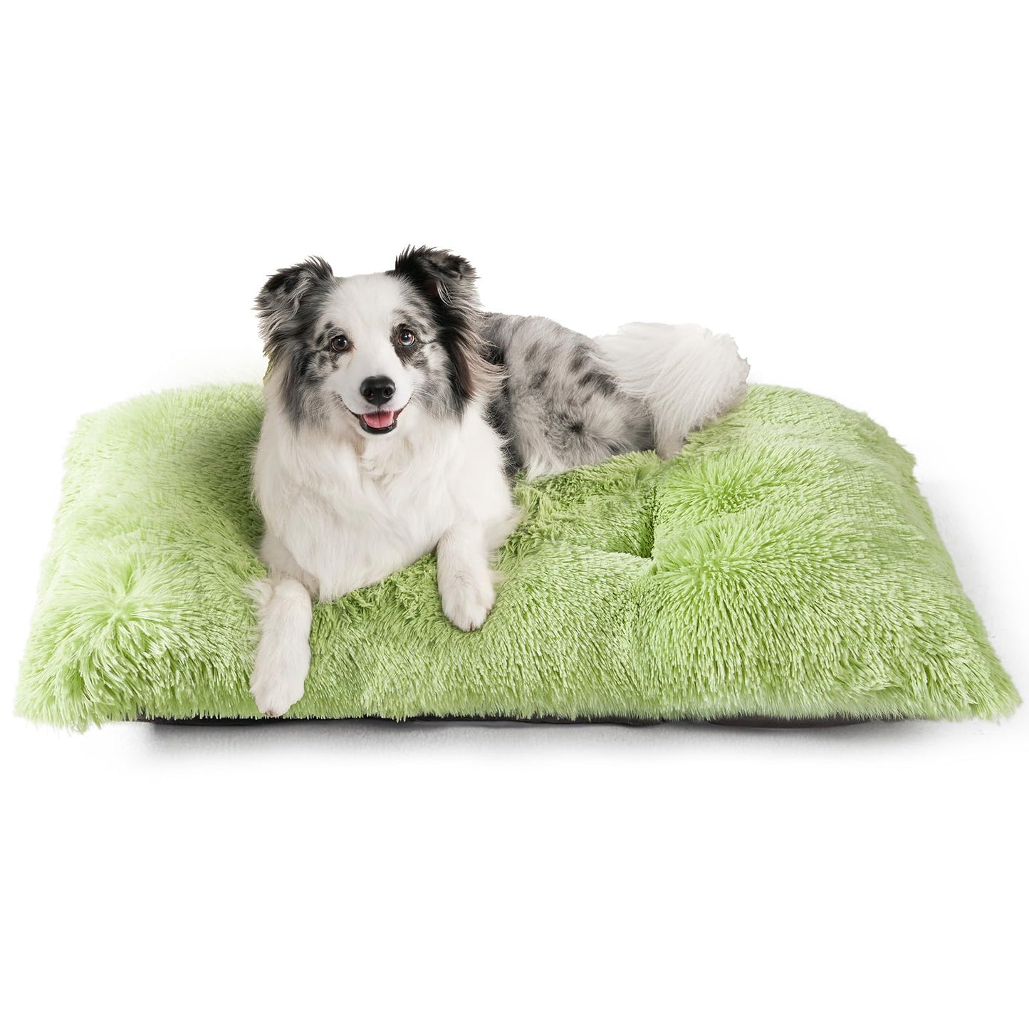 EHEYCIGA Fluffy Dog Crate Bed for Extra Large Dogs, Plush Faux Fur Pad, Calming Anti Anxiety XL Bed for Crate, Washable Soft Warm Dog Mat with Non-Slip Bottom, Grey