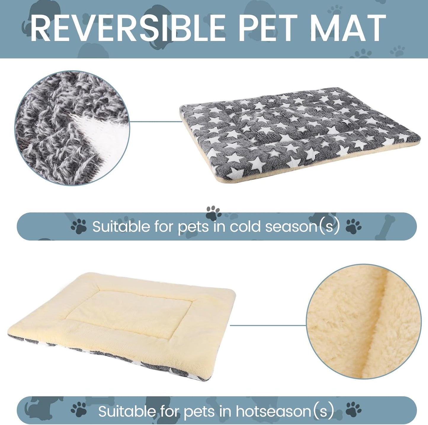 Dog Bed mat Pet mat Dog Box mat Machine Washable Grey (33x23x1.5in)