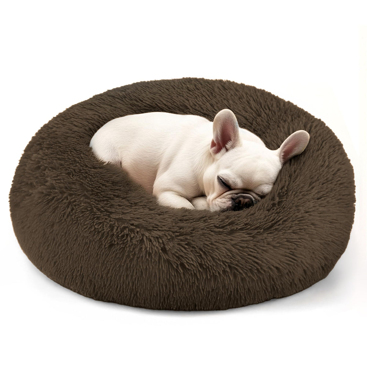 Hoewina Dog & Cat Bed for Indoor Cats, 20in Calming Donut Bed for Puppy and Kitten, Washable Round Fluffy Pet Bed for Small Medium Dogs and Cats (Light Grey)