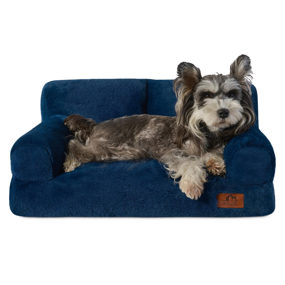 Hollypet Fluffy Dog Cat Bed Pet Couch Beds Plush Soft Warming Washable Puppy Bed for Small Medium Dogs and Large Cats, White, 24" L x 18" W x 10" Th