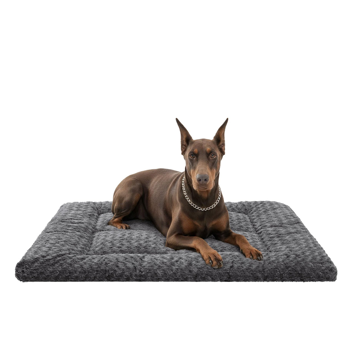 Washable Dog Bed Mat Ultra Soft Dog Crate Pad Comfy Fluffy Pet Kennel Beds Sleeping Mattress for Large Jumbo Medium Small Dogs Grey