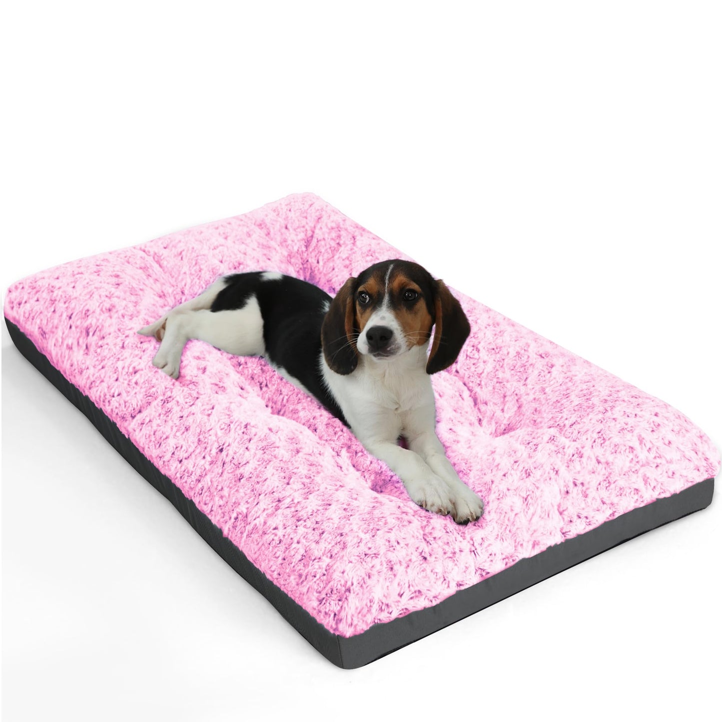 POCBLUE Deluxe Washable Dog Bed for Large Dogs Dog Crate Mat 35 Inch Comfy Fluffy Kennel Pad Anti-Slip for Dogs Up to 60 lbs, 35" x 23", Grey