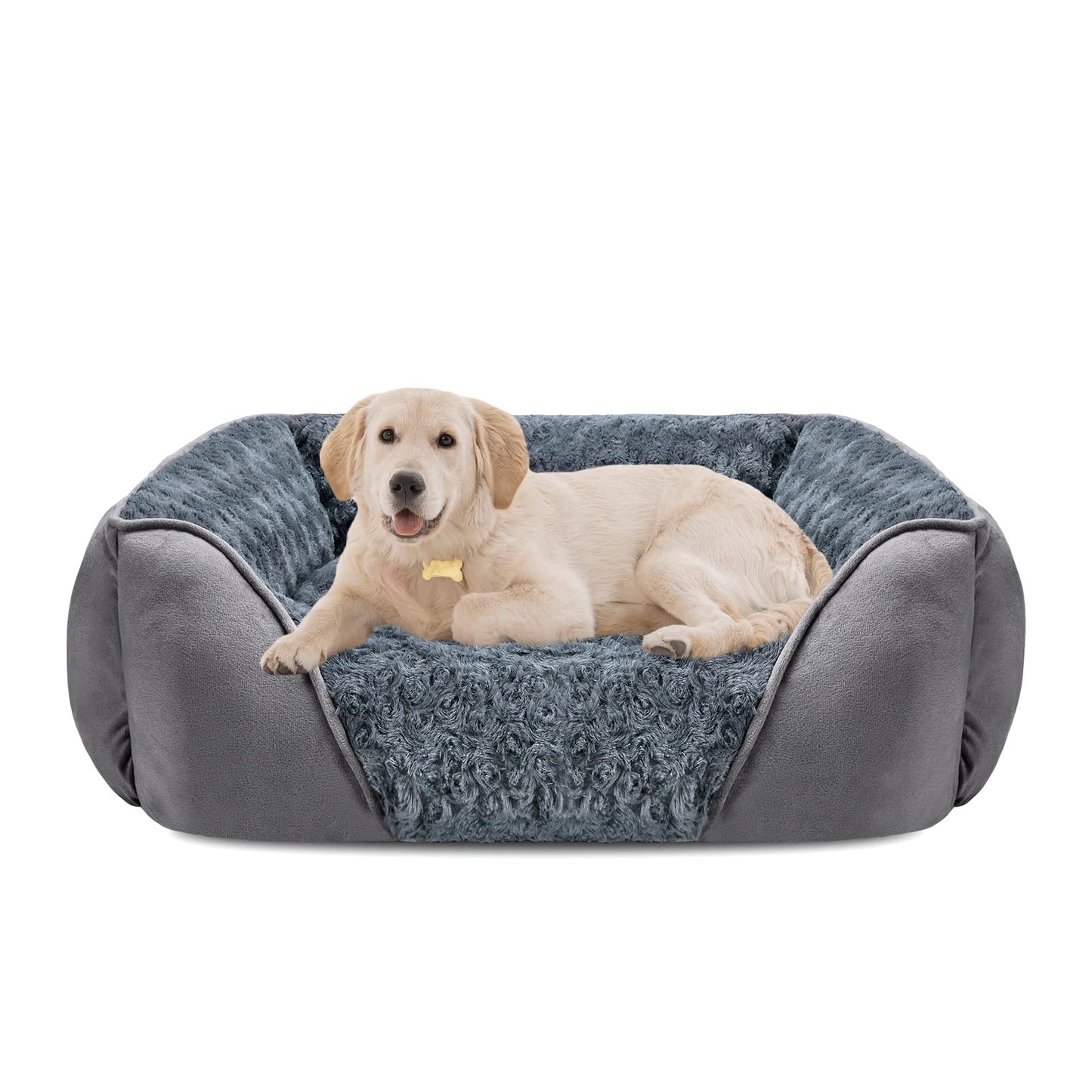 INVENHO Rectangle Washable Orthopedic Dog Bed for Small, Medium and Large Dogs, Soft Calming, Sleeping Puppy Bed Durable Pet Cuddler with Anti-Slip Bottom, S (20"x19"x6")
