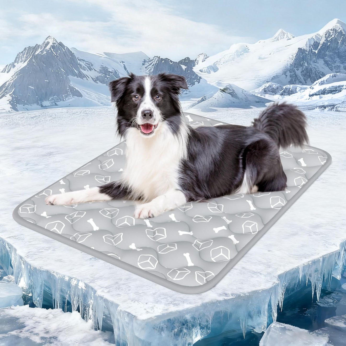 Rywell Dog Cooling Mat 2.0, Ocean Blue,44" x 32" Thick & Durable Cooling Mat for Extra Large Dogs, Long-Lasting Cool with Waterproof & Color-Changing Arc-Chill Tech (Q-Max>0.5) Washable& Non-Toxic
