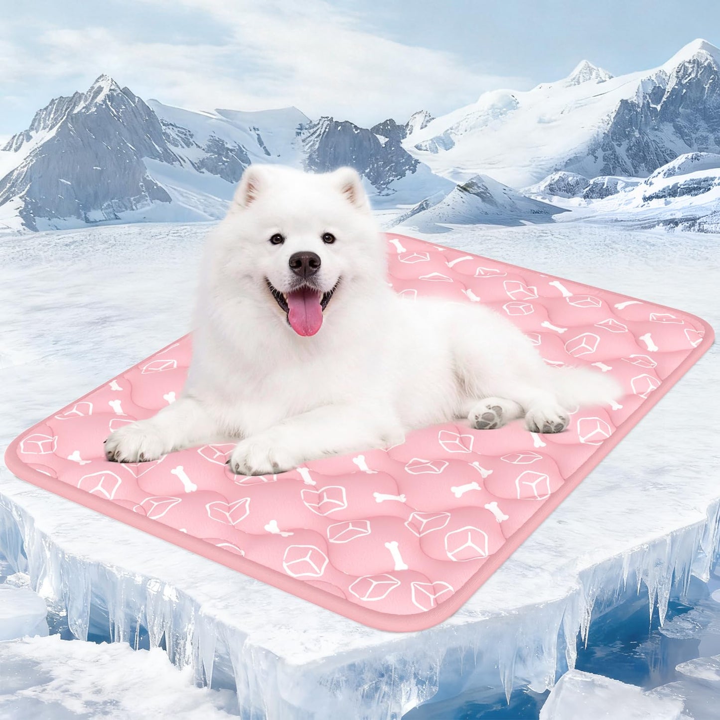 Rywell Dog Cooling Mat 2.0, Ocean Blue,44" x 32" Thick & Durable Cooling Mat for Extra Large Dogs, Long-Lasting Cool with Waterproof & Color-Changing Arc-Chill Tech (Q-Max>0.5) Washable& Non-Toxic