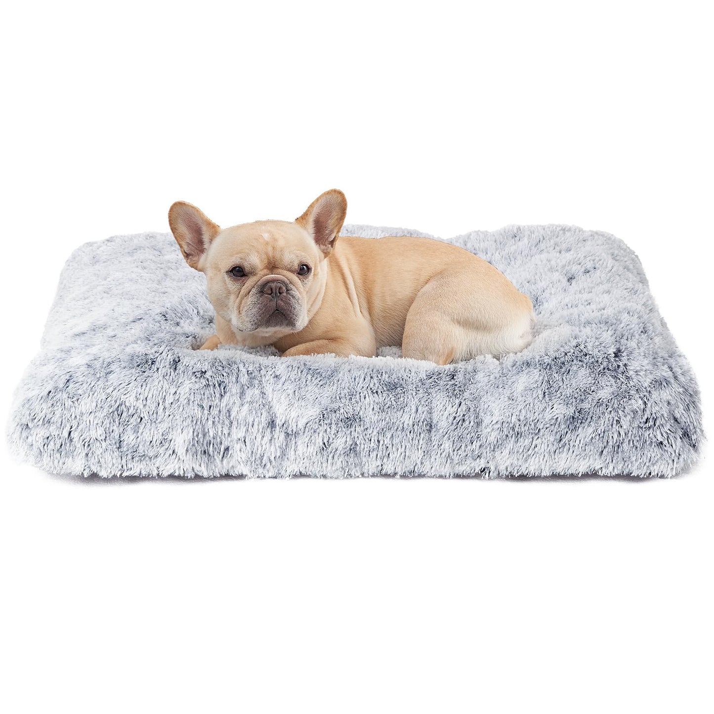 EHEYCIGA Fluffy Dog Crate Bed for Extra Large Dogs, Plush Faux Fur Pad, Calming Anti Anxiety XL Bed for Crate, Washable Soft Warm Dog Mat with Non-Slip Bottom, Grey
