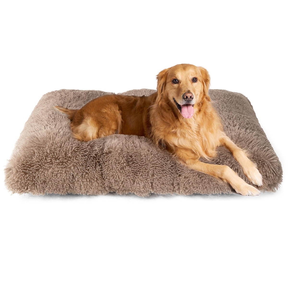 EHEYCIGA Fluffy Dog Crate Bed for Extra Large Dogs, Plush Faux Fur Pad, Calming Anti Anxiety XL Bed for Crate, Washable Soft Warm Dog Mat with Non-Slip Bottom, Grey