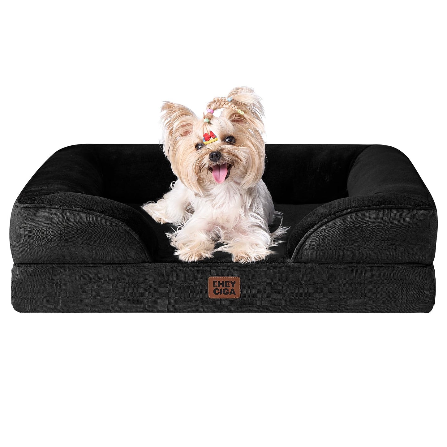EHEYCIGA Orthopedic Dog Beds for Extra Large Dogs 44x32Inch, Waterproof Memory Foam XL Pet Bed with Sides, Non-Slip and Egg-Crate Foam Big Dog Couch Bed with Washable Removable Cover, Grey