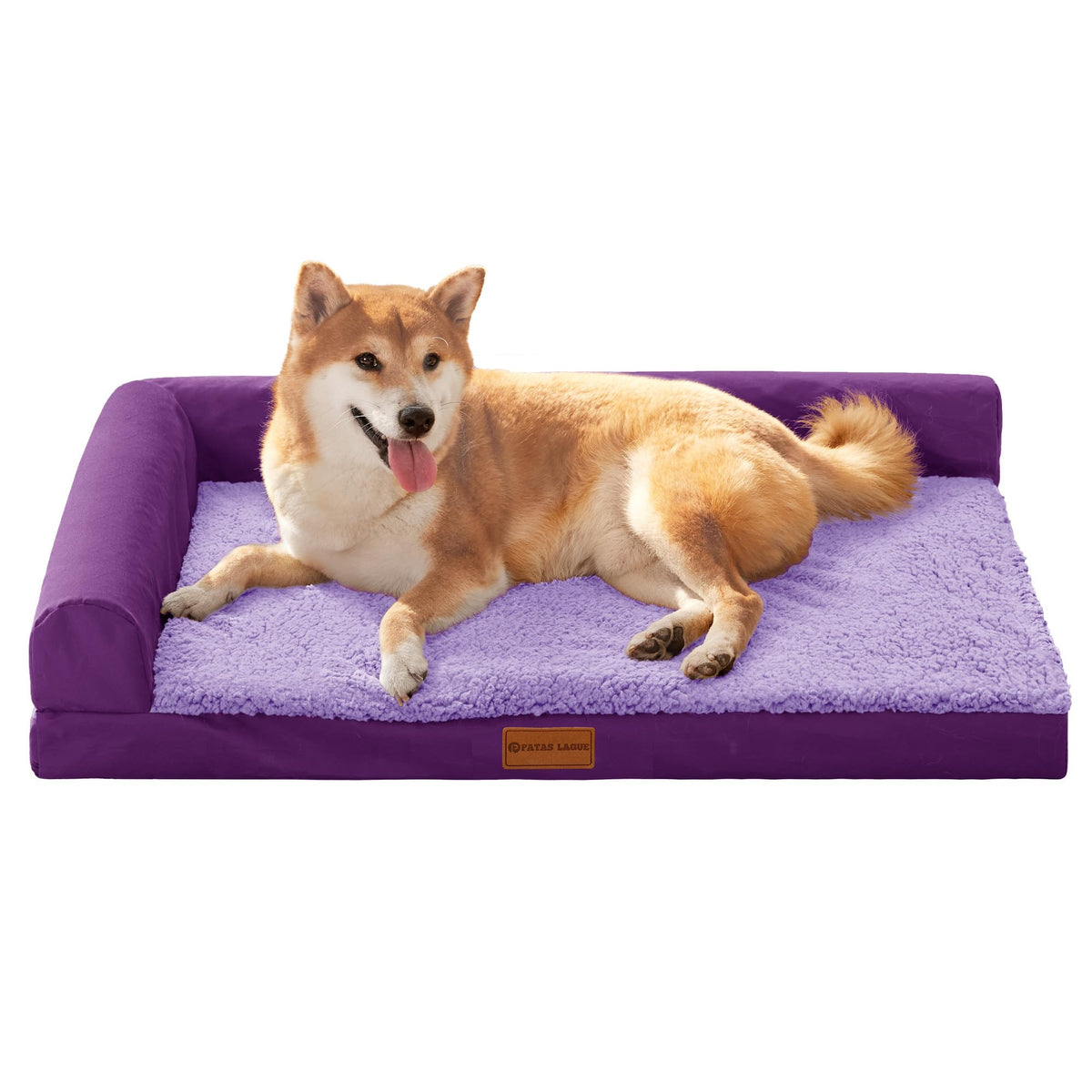 Patas Lague Orthopedic Dog Bed Large Sized Dog 36''X24'', Waterproof L Bolster Medium Pet Sofa Beds with Removable Washable Cover, Soft Pet Couch Crate Mat with Nonskid Bottom, Black