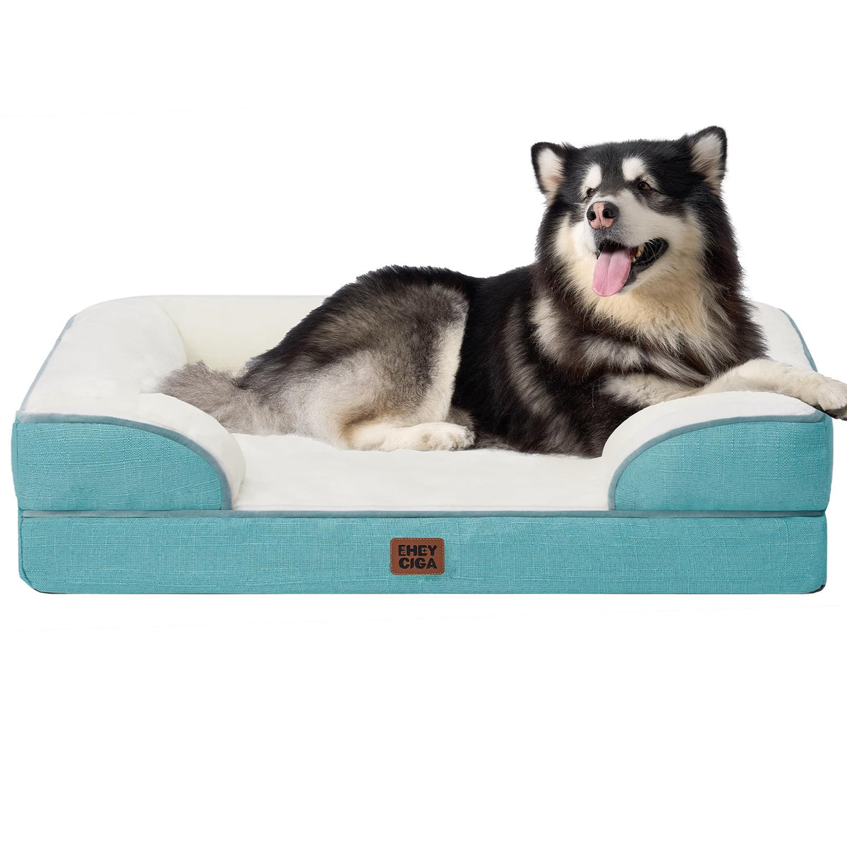 EHEYCIGA Orthopedic Dog Beds for Extra Large Dogs 44x32Inch, Waterproof Memory Foam XL Pet Bed with Sides, Non-Slip and Egg-Crate Foam Big Dog Couch Bed with Washable Removable Cover, Grey