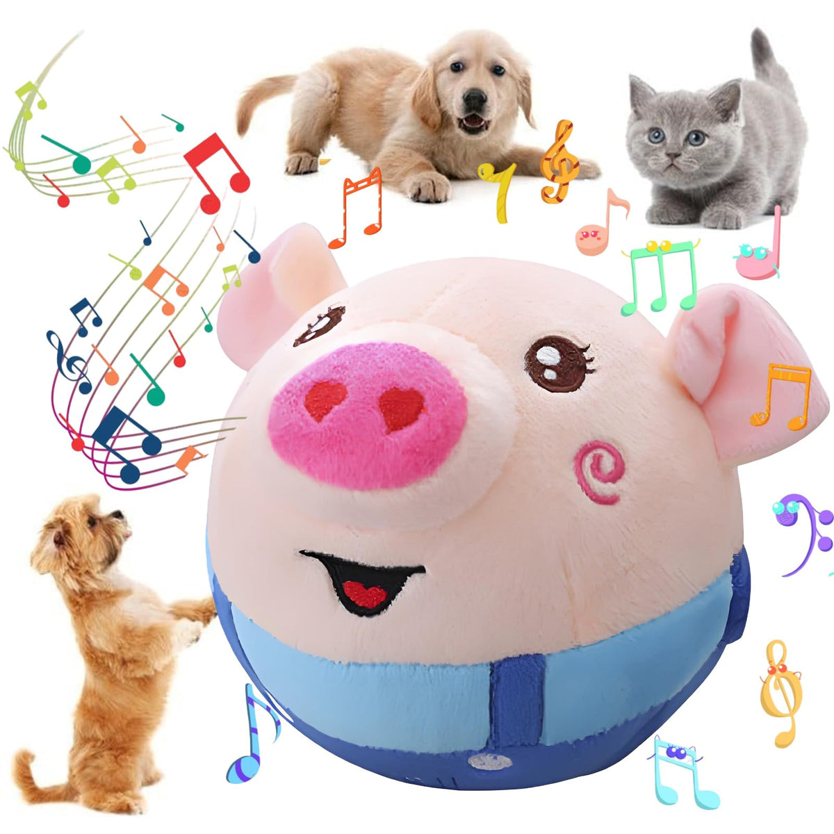Interactive Dog Toys,Active Moving Pet Plush Toy,2026 New shaking dog ball pig dog toy Interactive Dog Ball with song Squeaky Moving Dog Ball Toy,Rechargeable Toys to Keep Them Busy Dog Toys(Blue Pig)