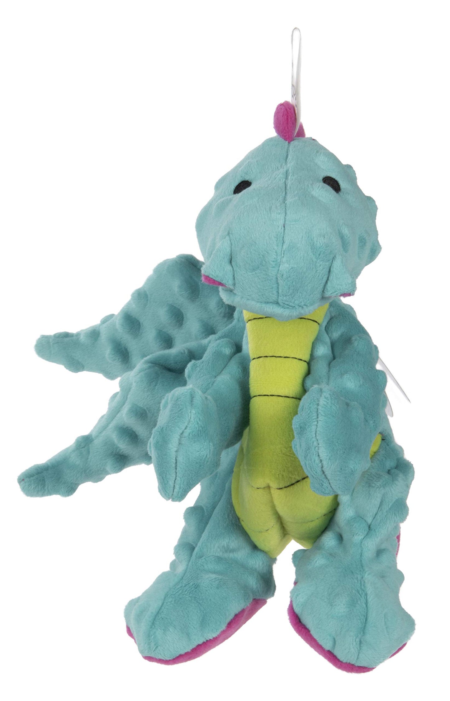 goDog Bubble Plush Dragons Squeaky Dog Toy, Chew Guard Technology - Coral, Large