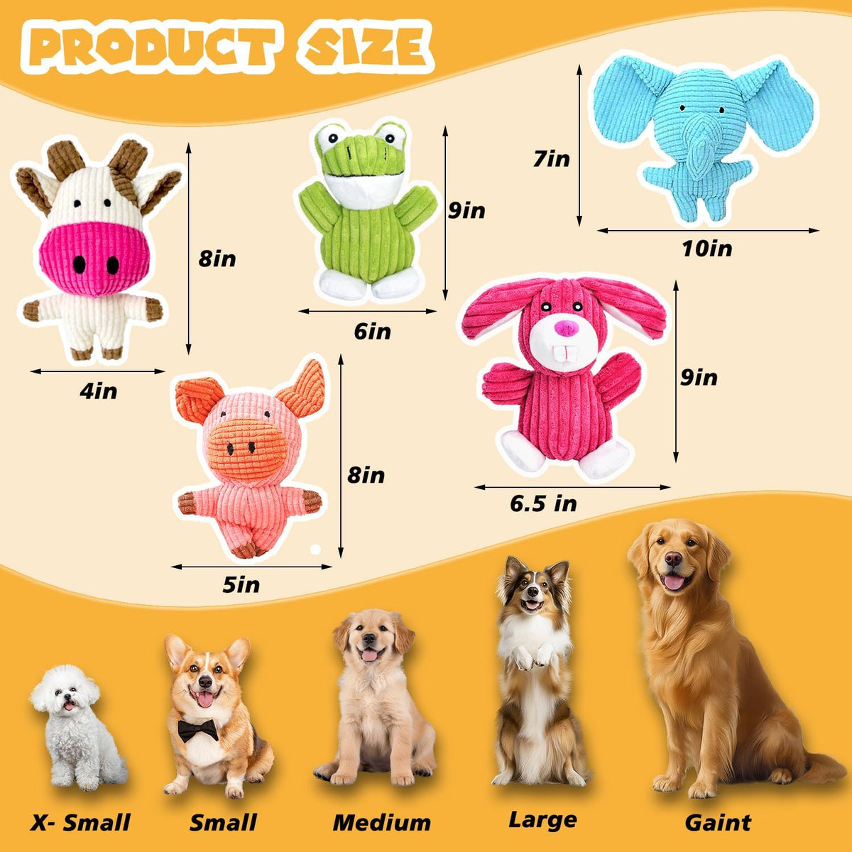 MRSOHRET 5 Pack Dog Toys Squeaky, Tough Stuffed Plush Puppy Chew Toys for Teething, Durable Plush Dog Toy for Large Medium Small Breed to Keep Them Busy