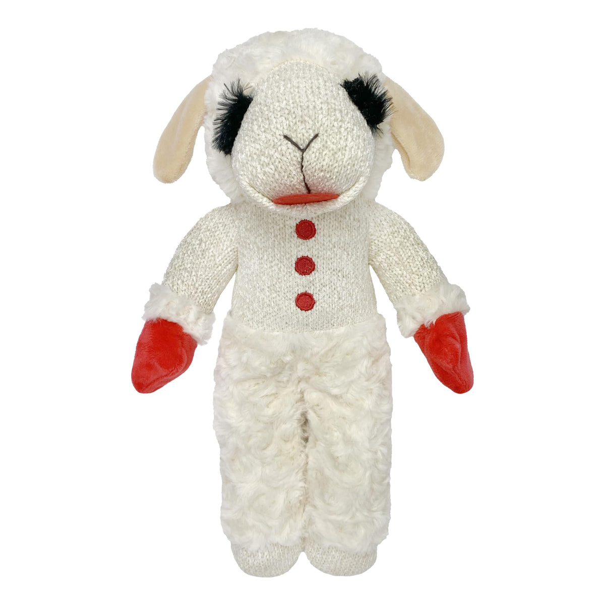 Multipet Lamb Chop Dog Plush Toy - Squeaky Toy for Small & Medium Dogs - Extra Soft Plush - Stuffed Animal for Cuddling & Playing (10", Cream, 5 Squeakers)