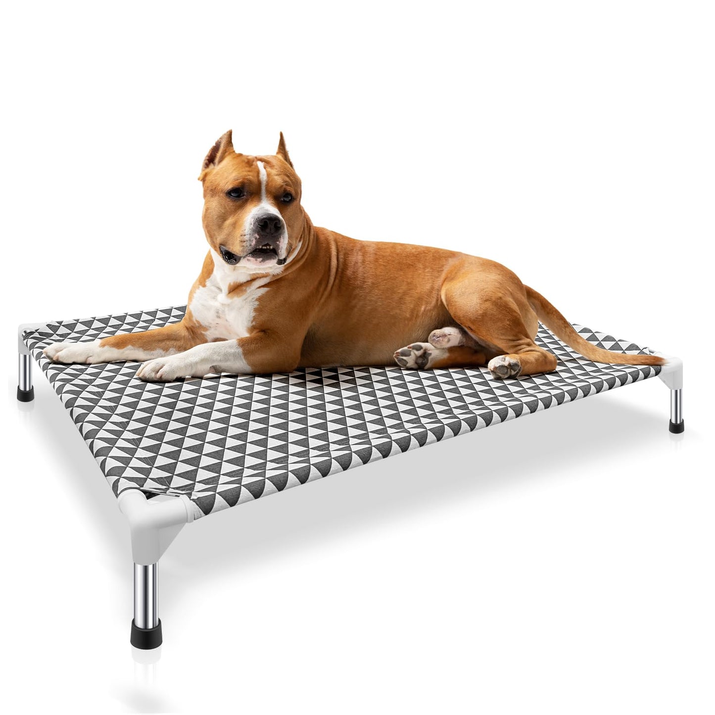 Kuntrust Elevated Outdoor Dog Bed Updated Raised Pet Cot Cooling Puppy Bed Lifted Dog Bed for Small Pets|Indoor Detachable Raised Dog Bed with Non-Slip Feet,Double-layer Cloth(S)