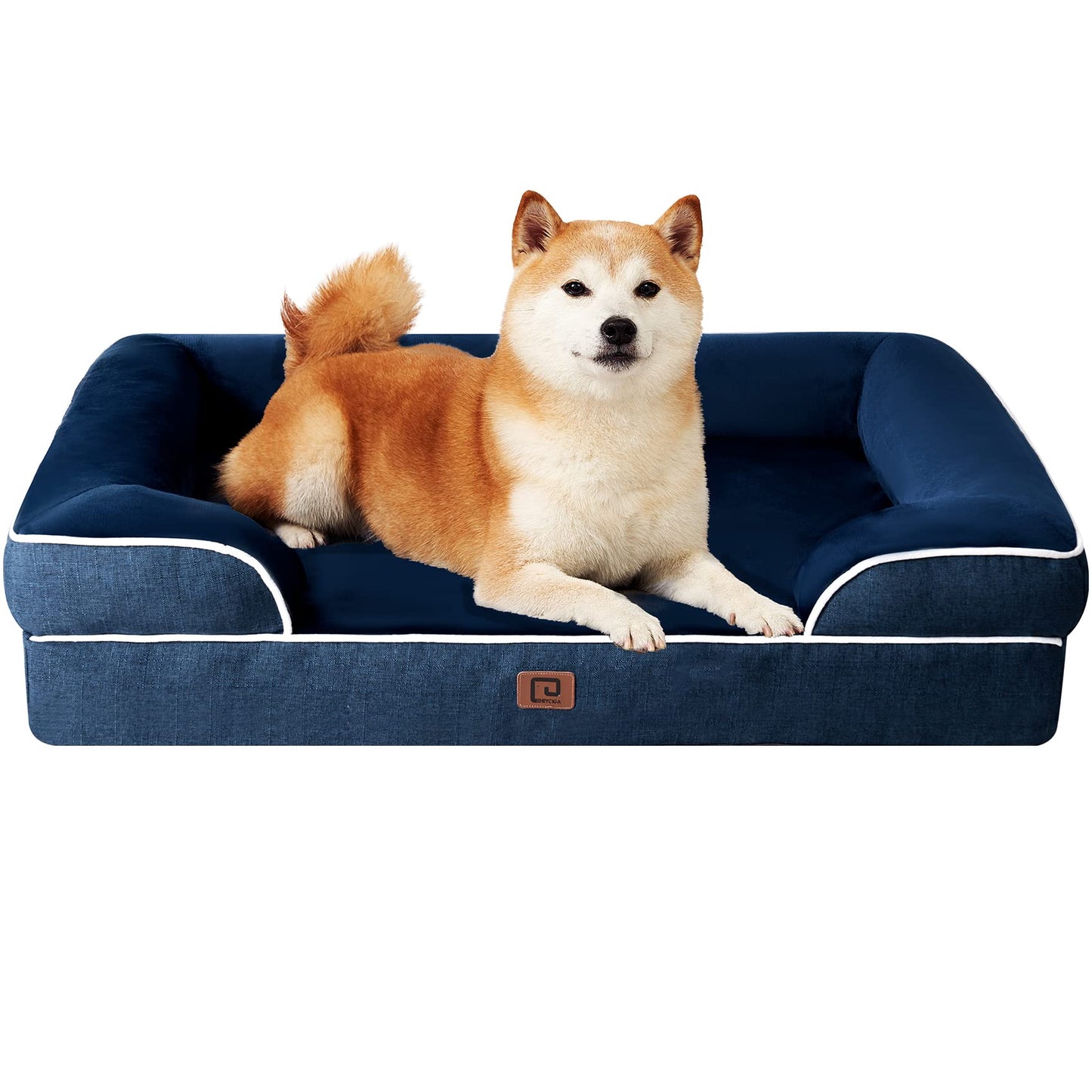 EHEYCIGA Orthopedic Dog Beds Large Sized Dog, Waterproof Memory Foam Pet Bed with Sides, Non-Slip Bottom Large Pet Bed with Washable Removable Cover, Grey