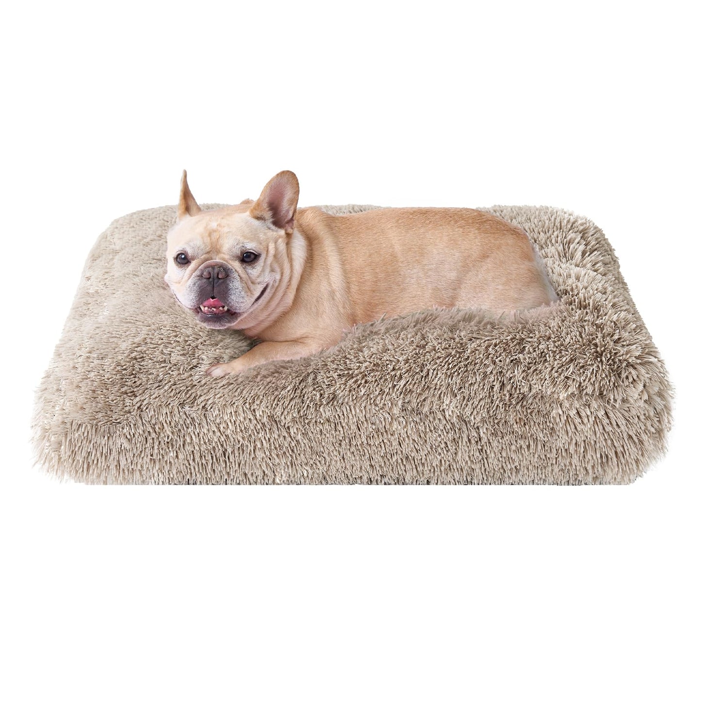 EHEYCIGA Fluffy Dog Crate Bed for Extra Large Dogs, Plush Faux Fur Pad, Calming Anti Anxiety XL Bed for Crate, Washable Soft Warm Dog Mat with Non-Slip Bottom, Grey