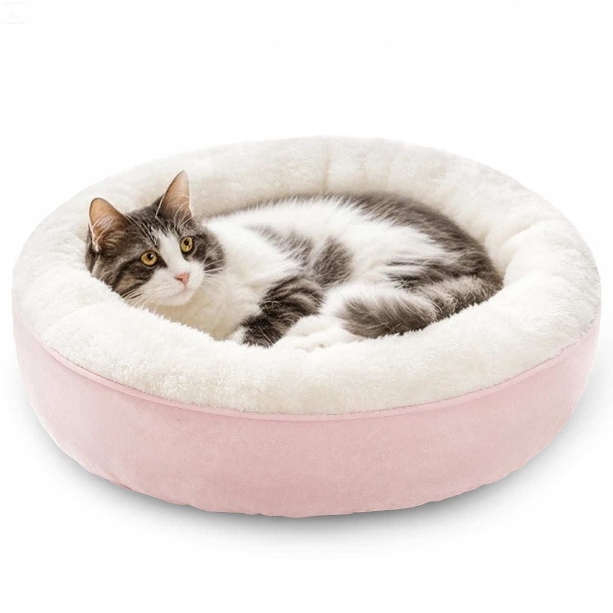 Love's cabin Round Donut Cat and Dog Cushion Bed, 20in Bed for Cats or Small Dogs, Anti-Slip & Water-Resistant Bottom, Super Soft Durable Fabric Pet Beds, Washable Luxury Cat & Dog Bed Gray