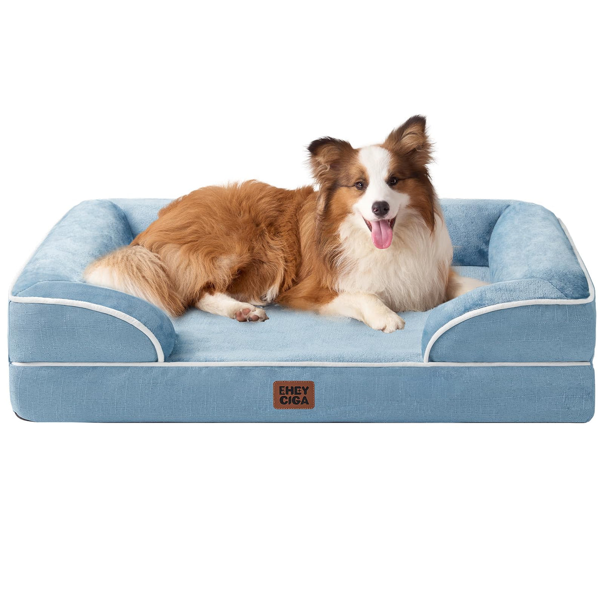 EHEYCIGA Orthopedic Dog Beds for Extra Large Dogs 44x32Inch, Waterproof Memory Foam XL Pet Bed with Sides, Non-Slip and Egg-Crate Foam Big Dog Couch Bed with Washable Removable Cover, Grey