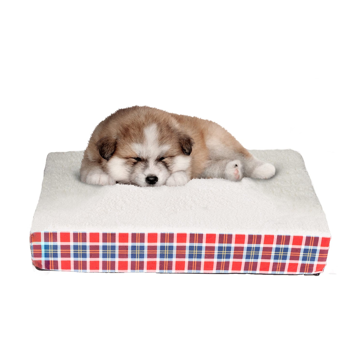 Orthopedic Dog Bed - 2-Layer Memory Foam Crate Mat with Machine Washable Sherpa Cover - 20x15 Pet Bed for Small Dogs Up to 20lbs by PETMAKER (Gray)