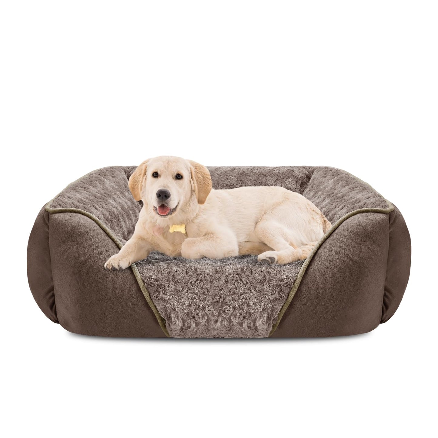 INVENHO Rectangle Washable Orthopedic Dog Bed for Small, Medium and Large Dogs, Soft Calming, Sleeping Puppy Bed Durable Pet Cuddler with Anti-Slip Bottom, S (20"x19"x6")
