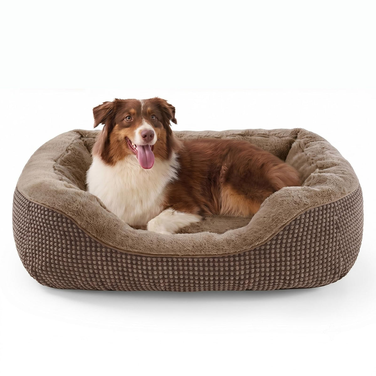 INVENHO Medium Dog Beds for Medium Dogs Washable, Rectangle Dog Bed Medium Size Dog, Orthopedic Dog Bed, Warming Soft Calming Sleeping Puppy Bed Durable Pet Bed with Anti-Slip Bottom M(30"x24"x9")