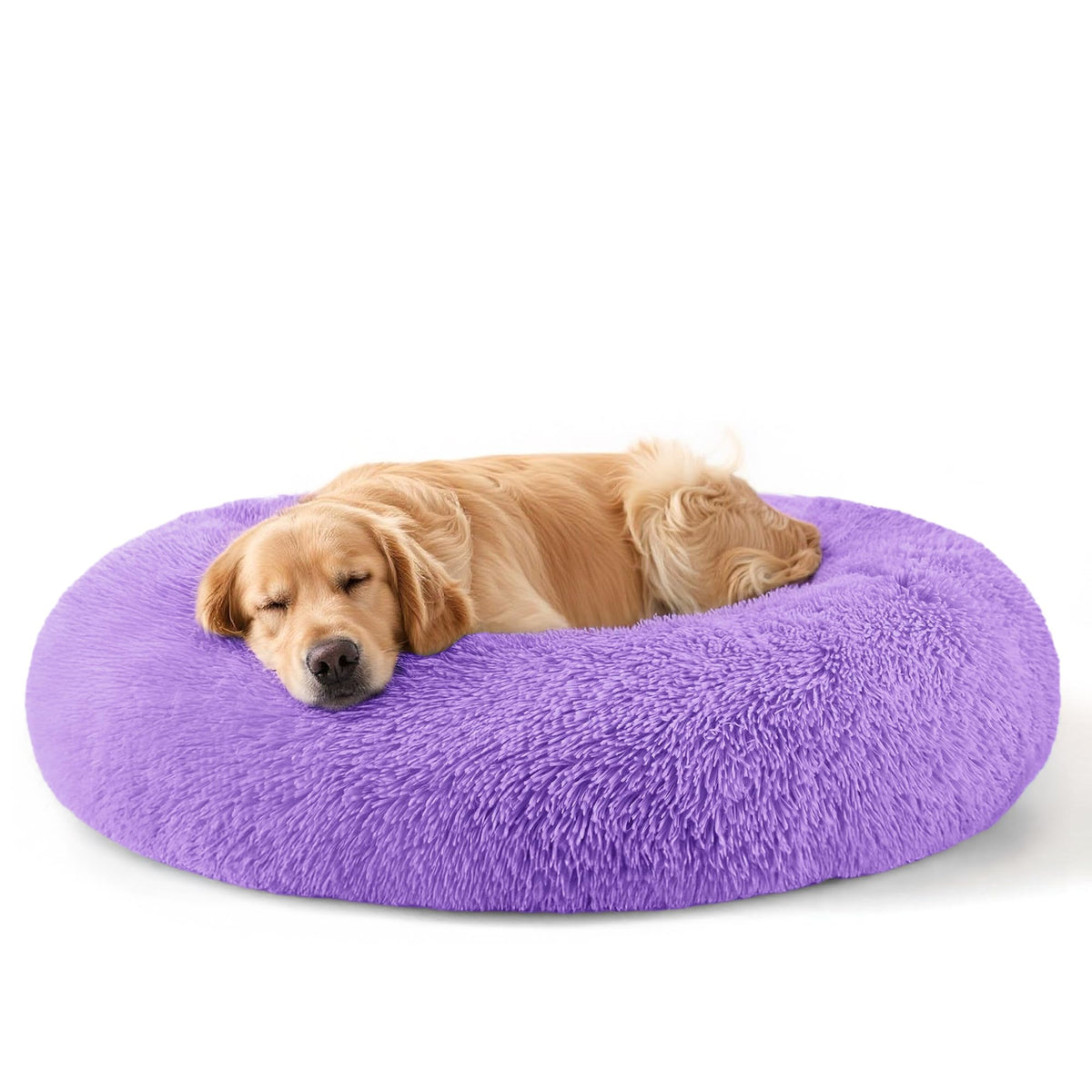 Hoewina Dog & Cat Bed for Indoor Cats, 20in Calming Donut Bed for Puppy and Kitten, Washable Round Fluffy Pet Bed for Small Medium Dogs and Cats (Light Grey)