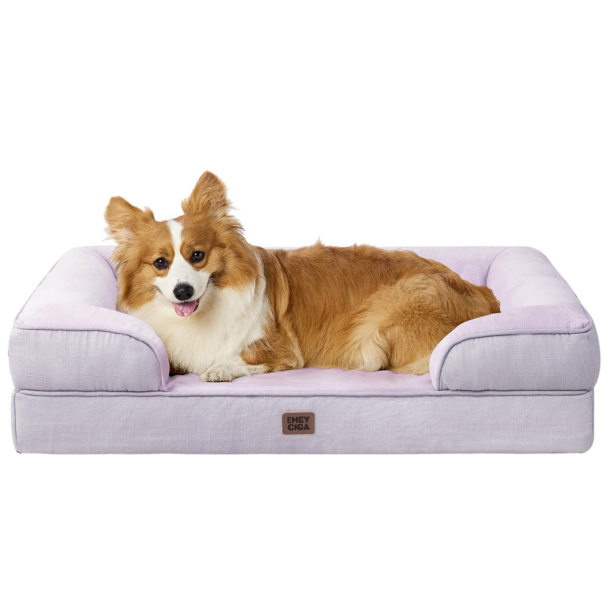 EHEYCIGA Orthopedic Dog Beds Large Sized Dog, Waterproof Memory Foam Pet Bed with Sides, Non-Slip Bottom Large Pet Bed with Washable Removable Cover, Grey