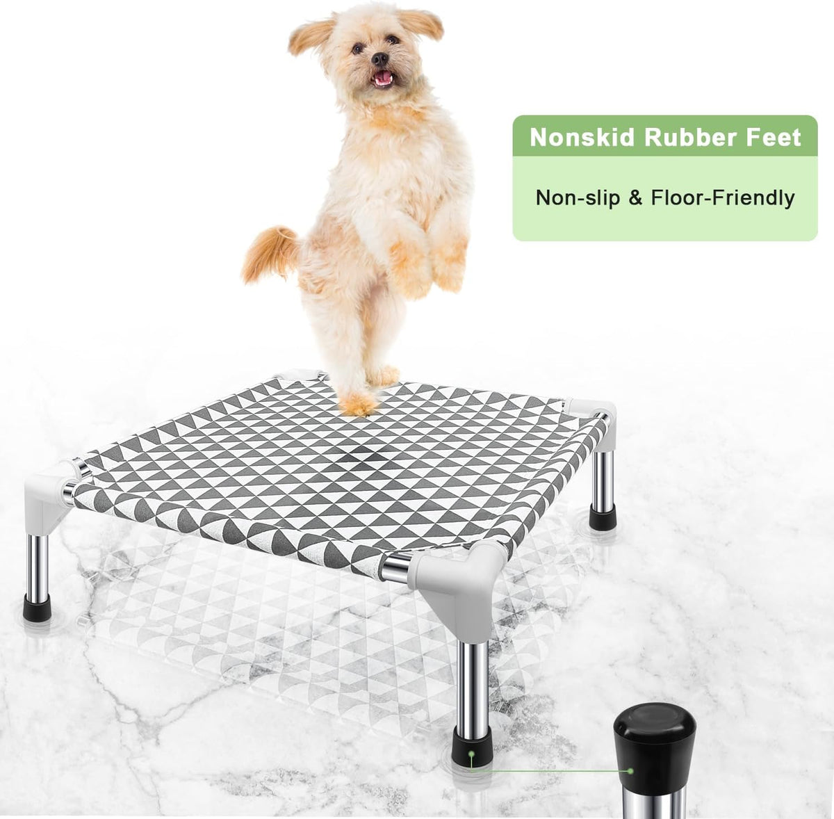 Kuntrust Elevated Outdoor Dog Bed Updated Raised Pet Cot Cooling Puppy Bed Lifted Dog Bed for Small Pets|Indoor Detachable Raised Dog Bed with Non-Slip Feet,Double-layer Cloth(S)