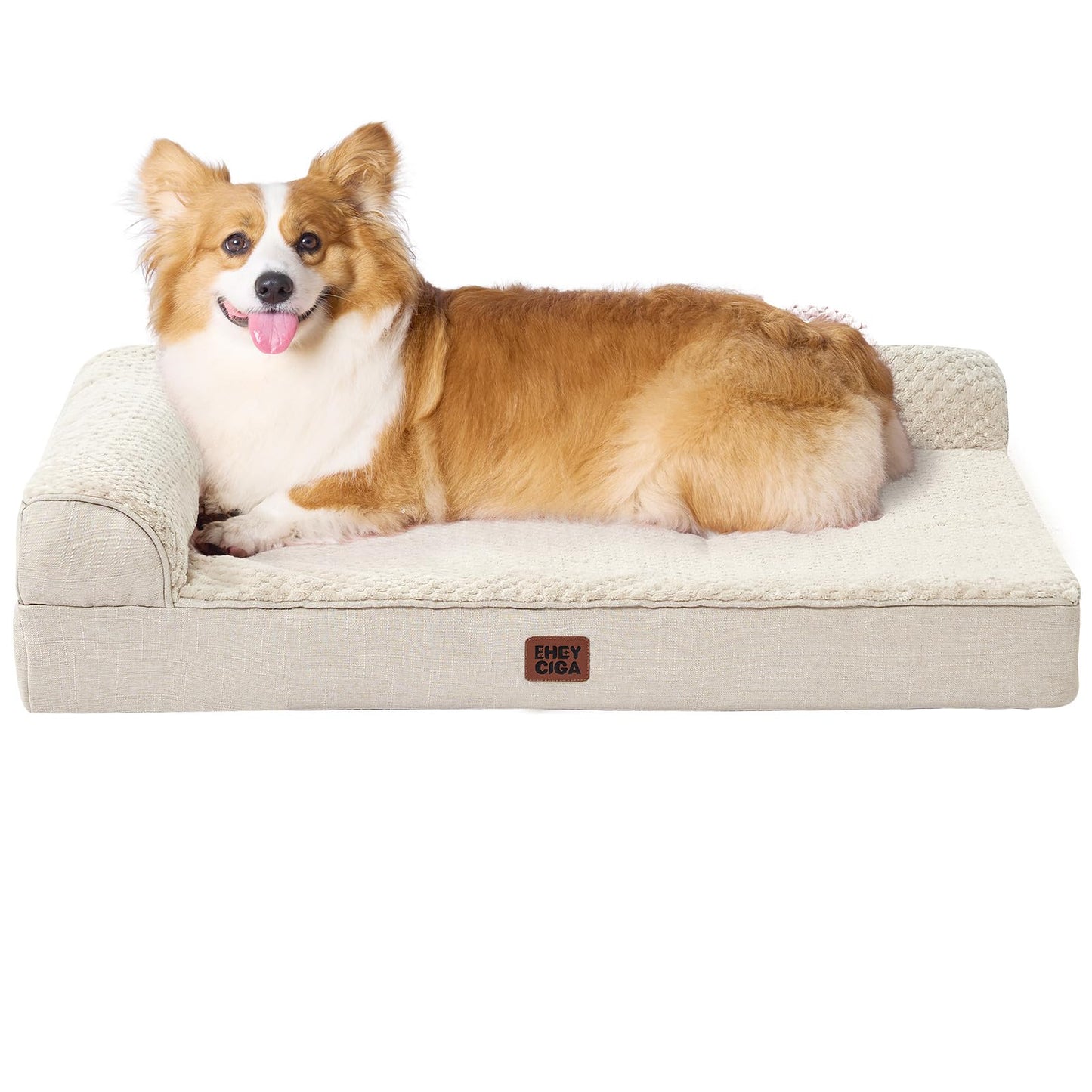 EHEYCIGA Orthopedic Dog Bed Medium Size Dogs, Memory Foam Dog Bed with Washable Removable Cover, Waterproof Pet Sofa Couch for Crate with Nonskid Bottom, 30x20x6, Grey