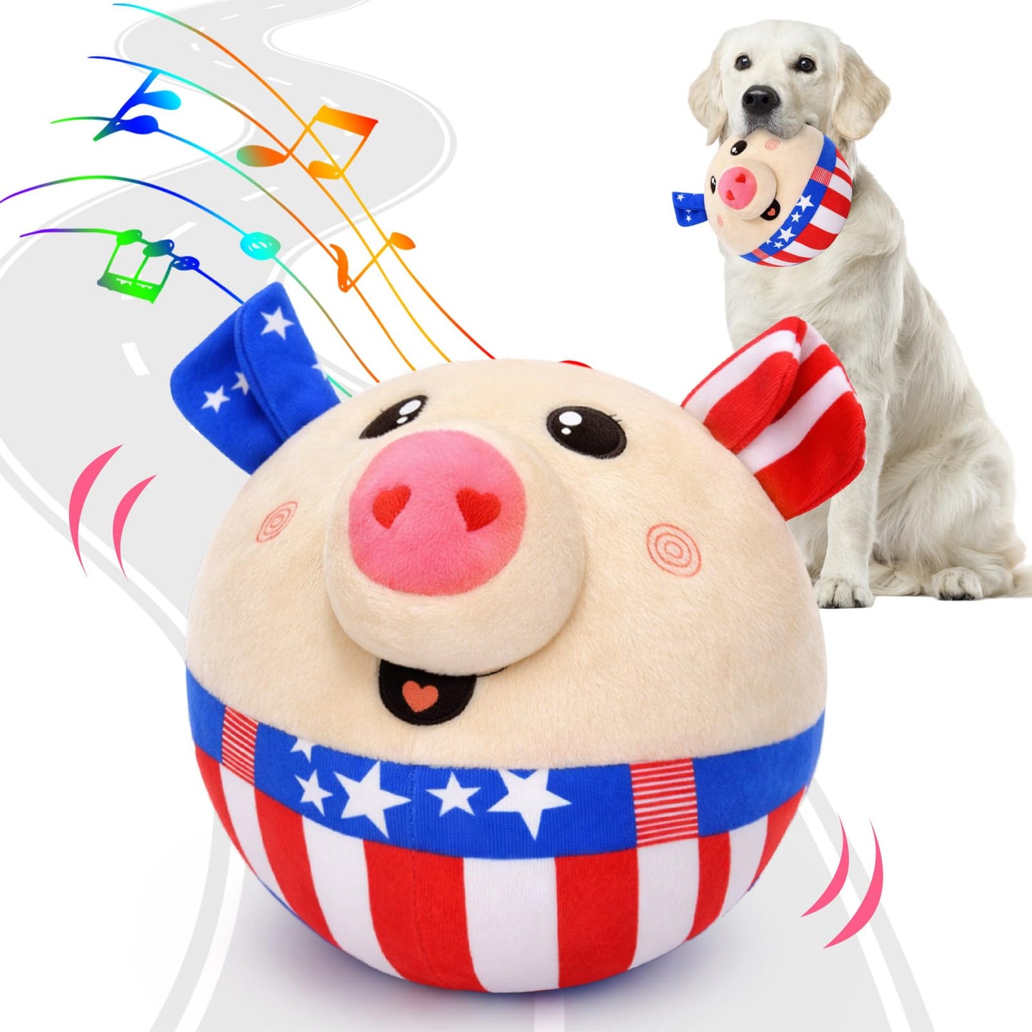 BABORUI Interactive Dog Toys Pig, Jumping Squeaky Dog Toys with Recording and Music Modes, Rechargeable Moving Dog Chew Toys for Small/Medium/Large Dogs to Keep Them Busy(Blue Pig)