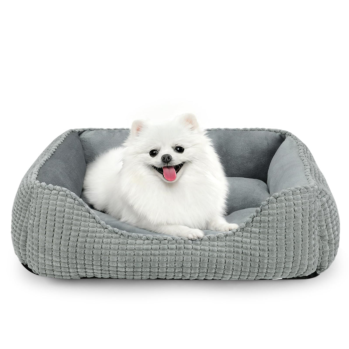 MIXJOY Dog Bed for Large Medium Small Dogs, Rectangle Washable Sleeping Puppy Bed, Soft Calming Cat Beds for Indoor Cats, Orthopedic Pet Sofa Bed, Anti-Slip Bottom with Multiple Size (20'', Grey)